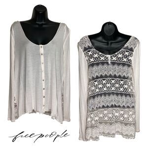 Free People Top Womens S Light Pink Lace Open Back Shirt Coquette Fairy Romantic